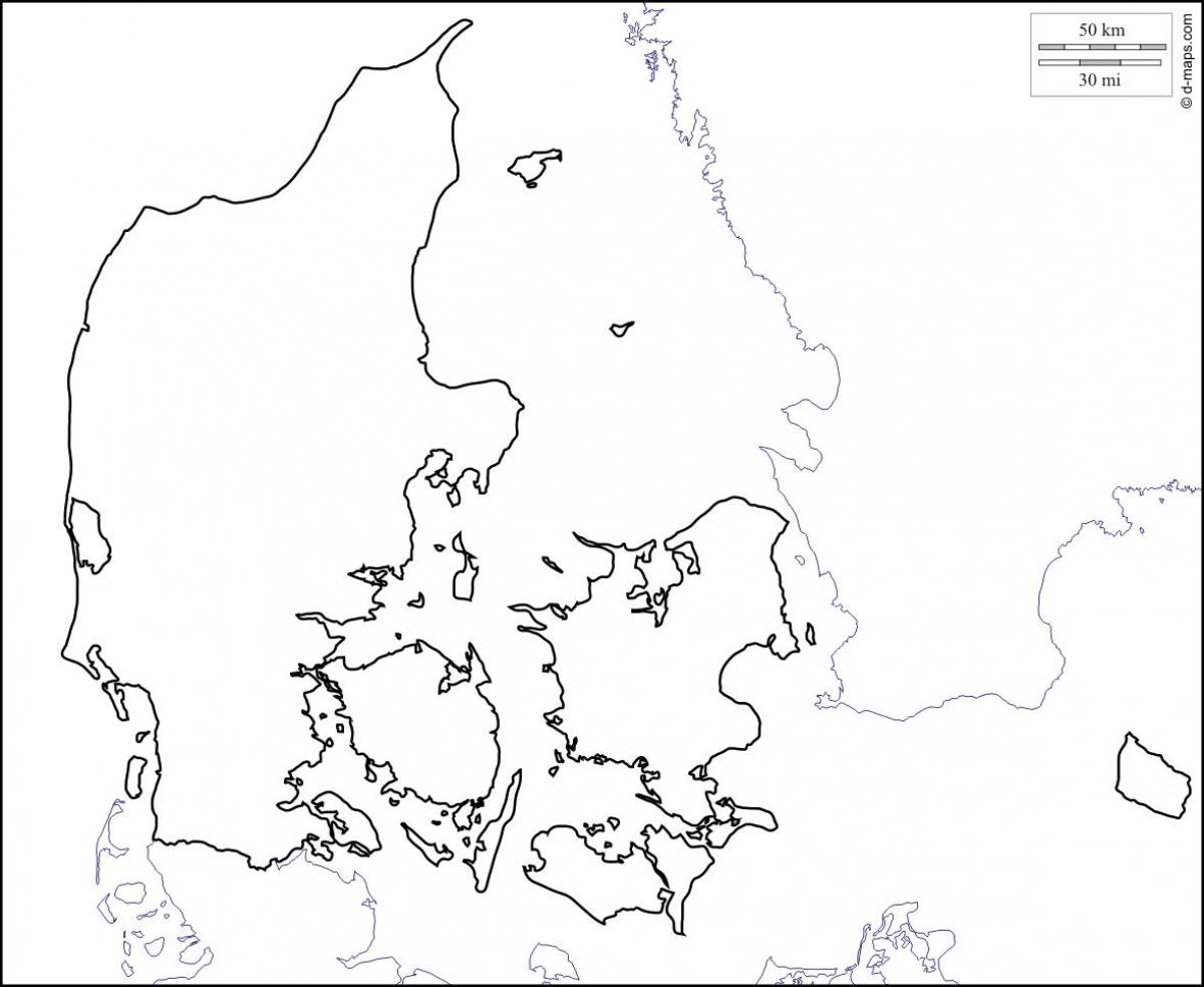 Tanska kartta ääriviivat - Kartta tanska ääriviivat (Pohjois-Eurooppa -  Eurooppa)