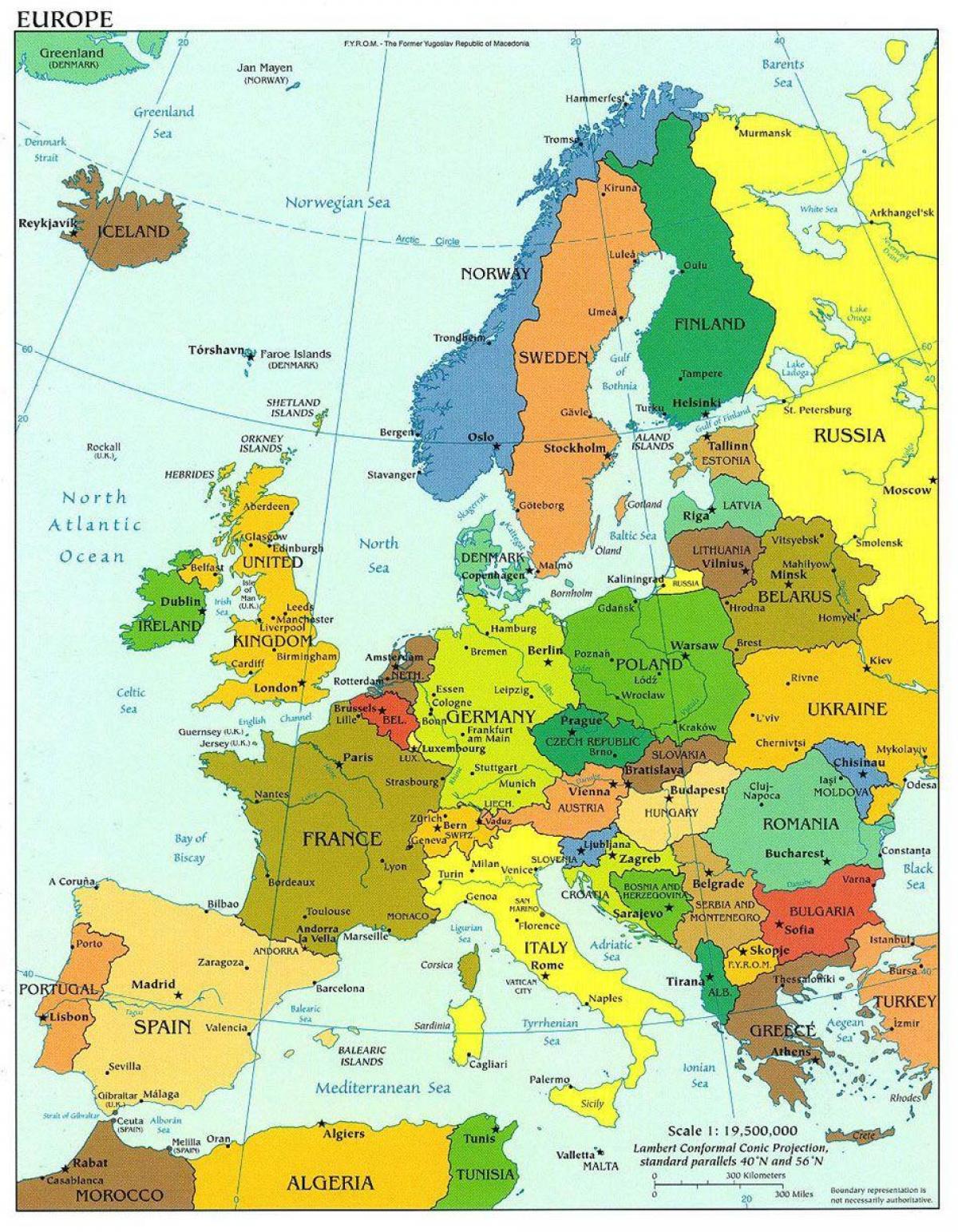 Tanska kartta-eurooppa - euroopan Kartta osoittaa tanska (Pohjois-Eurooppa  - Eurooppa)