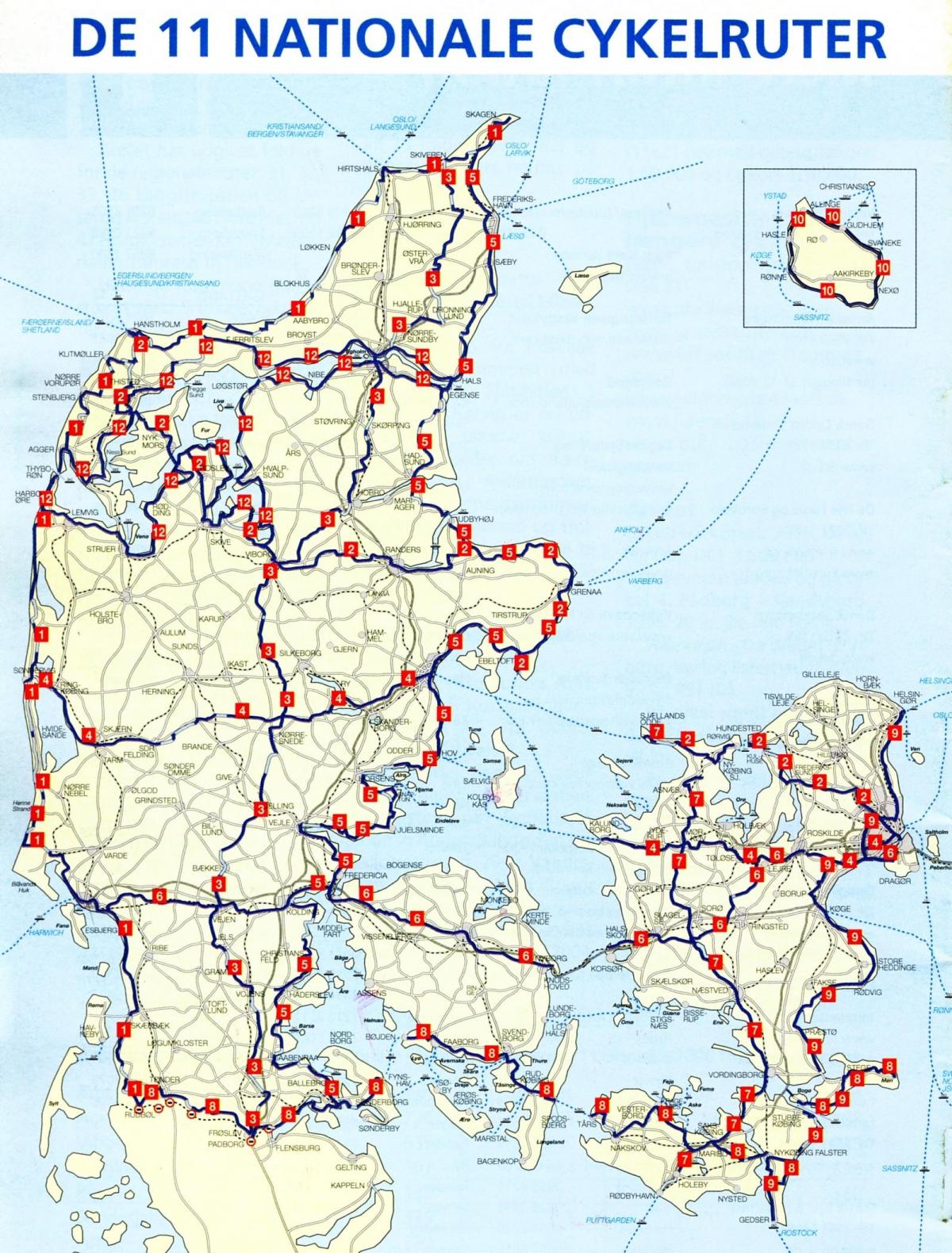 tanskan kansallisten pyörätiet kartta