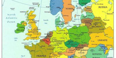 Euroopan kartta osoittaa tanska