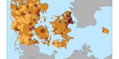 Tanskan asukastiheys kartta